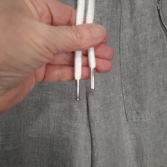 Athleta Cabo Linen Wide Leg Pants Pull On Elastic Waist Womens Size 6T Coastal - Picture 7 of 15